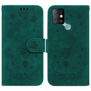 For Infinix Hot 10 X682 Butterfly Rose Embossed Leather Phone Case(Green) (OEM)