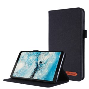 For Lenovo Tab M7 Horizontal Flip TPU + Fabric PU Leather Protective Case with Name Card Clip(Black) (OEM)