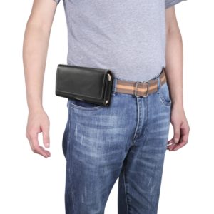 Men Lambskin Texture Multi-functional Universal Mobile Phone Waist Pack Leather Case for 5.5 Inch or Below Smartphones (Black) (OEM)
