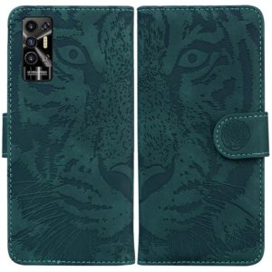 For Tecno Pova 2 Tiger Embossing Pattern Horizontal Flip Leather Phone Case(Green) (OEM)