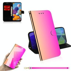 For Galaxy A21 Lmitated Mirror Surface Horizontal Flip Leather Case with Holder & Card Slots & Wallet & Lanyard(Gradient Color) (OEM)