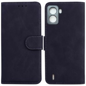For Tecno Pop 6 No Fingerprints Skin Feel Pure Color Flip Leather Phone Case(Black) (OEM)