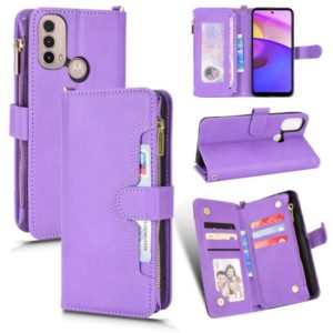 For Motorola Moto E40 / E30 / E20 Litchi Texture Zipper Leather Phone Case(Purple) (OEM)