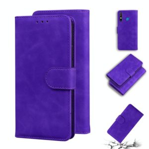 For Tecno Camon 12 CC7 / Spark 4 KC8 Skin Feel Pure Color Flip Leather Phone Case(Purple) (OEM)