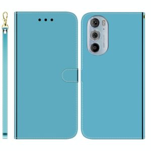 For Motorola Edge 30 Pro Imitated Mirror Surface Horizontal Flip Leather Phone Case(Blue) (OEM)