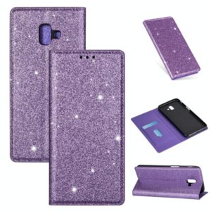 For Samsung Galaxy J6+ Ultrathin Glitter Magnetic Horizontal Flip Leather Case with Holder & Card Slots(Purple) (OEM)