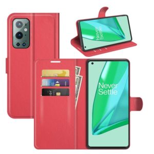 For OnePlus 9 Pro Litchi Texture Horizontal Flip Protective Case with Holder & Card Slots & Wallet(Red) (OEM)
