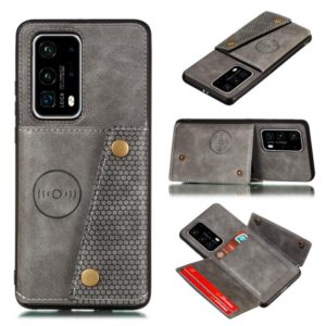 For Huawei P40 Pro PU + TPU Shockproof Magnetic Protective Case with Card Slots(Grey) (OEM)