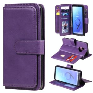 For Samsung Galaxy S9 Multifunctional Magnetic Copper Buckle Horizontal Flip Solid Color Leather Case with 10 Card Slots & Wallet & Holder & Photo Frame(Purple) (OEM)
