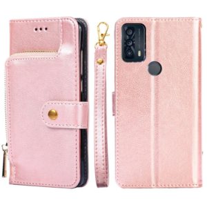 For TCL 20B Zipper Bag Leather Phone Case(Rose Gold) (OEM)