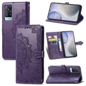 For vivo X60 Mandala Flower Embossed Horizontal Flip Leather Case with Bracket / Card Slot / Wallet / Lanyard(Purple) (OEM)
