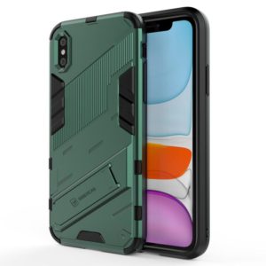 For iPhone X / XS Punk Armor 2 in 1 PC + TPU Shockproof Case with Invisible Holder(Green) (OEM)