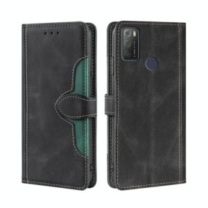 For Alcatel 1S 2021 / 3L 2021 Skin Feel Straw Hat Magnetic Buckle Leather Phone Case(Black) (OEM)