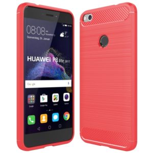 For Huawei P8 Lite (2017) Brushed Carbon Fiber Texture Shockproof TPU Protective Case(Red) (OEM)