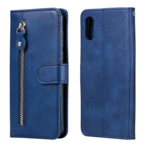 For Xiaomi Redmi 9A Fashion Calf Texture Zipper Horizontal Flip Leather Case with Stand & Card Slots & Wallet Function(Blue) (OEM)