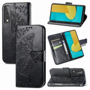 For LG Stylo 7 Butterfly Love Flower Embossed Horizontal Flip Leather Case with Bracket & Card Slot & Wallet & Lanyard(Black) (OEM)