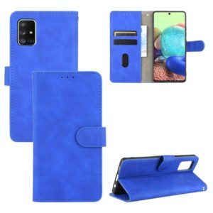 For Samsung Galaxy A51 Solid Color Skin Feel Magnetic Buckle Horizontal Flip Calf Texture PU Leather Case with Holder & Card Slots & Wallet(Blue) (OEM)
