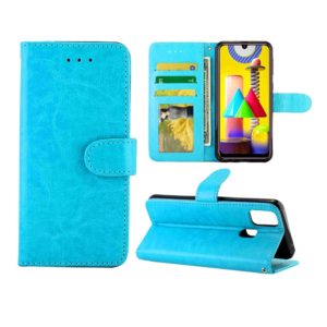 For Galaxy M31 Crazy Horse Texture Leather Horizontal Flip Protective Case with Holder & Card Slots & Wallet & Photo Frame(baby Blue) (OEM)