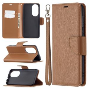 For Huawei P50 Litchi Texture Pure Color Horizontal Flip Leather Case with Holder & Card Slots & Wallet & Lanyard(Brown) (OEM)
