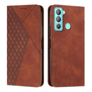 For Tecno POP 5 LTE Diamond Splicing Skin Feel Magnetic Leather Phone Case(Brown) (OEM)