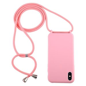 For iPhone XS Max Candy Color TPU Protective Case with Lanyard(Pink) (OEM)