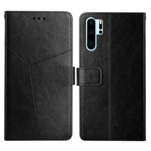 For Huawei P30 Pro Y Stitching Horizontal Flip Leather Phone Case with Holder & Card Slots & Wallet & Photo Frame(Black) (OEM)
