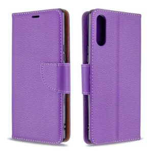 For Sony Xperia L4 Litchi Texture Pure Color Horizontal Flip PU Leather Case with Holder & Card Slots & Wallet & Lanyard(Purple) (OEM)
