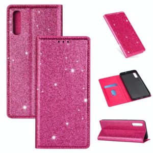For Samsung Galaxy A30s / A50 / A50s Ultrathin Glitter Magnetic Horizontal Flip Leather Case with Holder & Card Slots(Rose Red) (OEM)