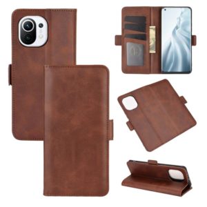 For Xiaomi Mi 11 Dual-side Magnetic Buckle Horizontal Flip Leather Case with Holder & Card Slots & Wallet(Brown) (OEM)