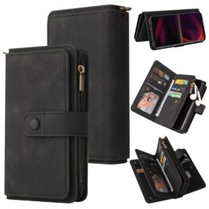 For Sony Xperia 5 III Skin Feel PU + TPU Horizontal Flip Leather Case With Holder & 15 Cards Slot & Wallet & Zipper Pocket & Lanyard(Black) (OEM)