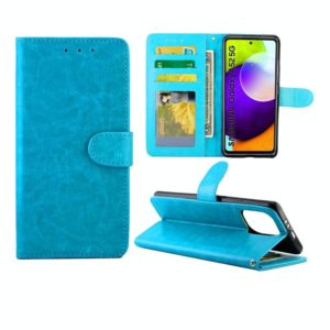 For Samsung Galaxy A52 5G / 4G Crazy Horse Texture Leather Horizontal Flip Protective Case with Holder & Card Slots & Wallet & Photo Frame(Baby Blue) (OEM)