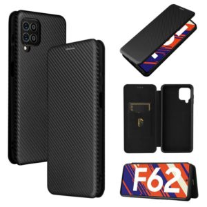 For Samsung Galaxy F62 Carbon Fiber Texture Horizontal Flip TPU + PC + PU Leather Case with Card Slot(Black) (OEM)