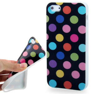 Black and Colorful Dot Pattern Smooth TPU Case for iPhone 5 & 5s & SE & SE (OEM)