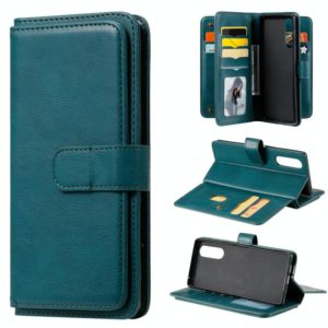 For Sony Xpeira 5 Multifunctional Magnetic Copper Buckle Horizontal Flip Solid Color Leather Case with 10 Card Slots & Wallet & Holder & Photo Frame(Dark Green) (OEM)