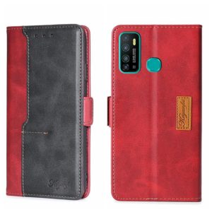 For Infinix Hot 9/Note 7 Lite X655C Contrast Color Side Buckle Leather Phone Case(Red + Black) (OEM)