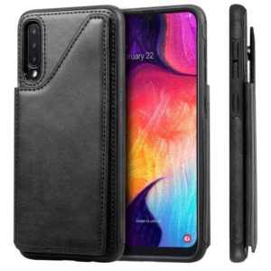 For Galaxy A50 Shockproof Calf Texture Protective Case with Holder & Card Slots & Frame(Black) (OEM)