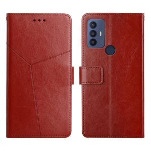 For TCL 30 SE Y Stitching Horizontal Flip Leather Phone Case(Brown) (OEM)