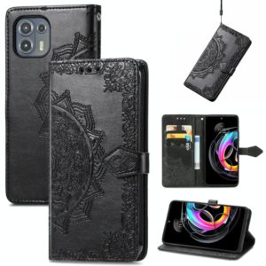 For Motorola Edge 20 Lite Mandala Embossing Pattern Horizontal Flip Leather Case with Holder & Card Slots & Wallet & Lanyard(Black) (OEM)