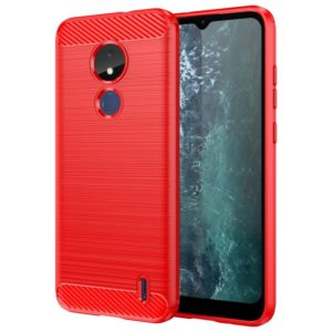 For Nokia C21 Brushed Texture Carbon Fiber TPU Phone Case(Red) (OEM)