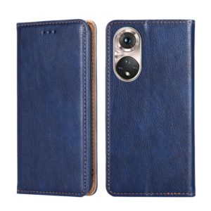 For Honor 50 Pro Gloss Oil Solid Color Magnetic Leather Phone Case(Blue) (OEM)
