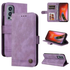 For OnePlus Nord 2 5G Skin Feel Life Tree Metal Button Horizontal Flip Leather Case with Holder & Card Slot & Wallet & Photo Frame & Strap(Purple) (OEM)