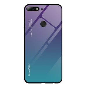 For Huawei Honor 7C / Enjoy 8 / Y7 (2018) Gradient Color Glass Case(Purple) (OEM)