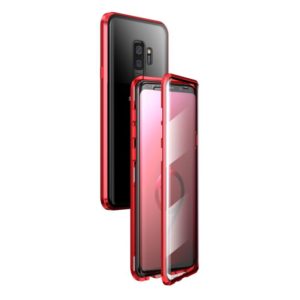 For Samsung Galaxy S9+ Magnetic Metal Frame Double-sided Tempered Glass Case(Red) (OEM)