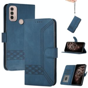 For Motorola Moto E20 / E30 / E40 Cubic Skin Feel Flip Leather Phone Case(RoyalBlue) (OEM)