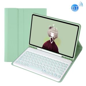 YT102B Detachable Candy Color Skin Feel Texture Round Keycap Bluetooth Keyboard Leather Case For iPad 10.2 2020 & 2019 / Air 2019 / Pro 10.5 inch(Light Green) (OEM)