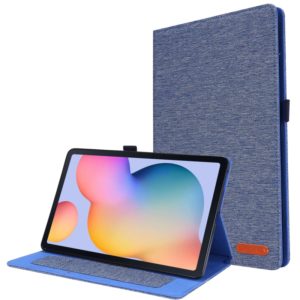 For Samsung Galaxy Tab S6 Lite Horizontal Flip TPU + Fabric PU Leather Protective Case with Name Card Clip(Dark Blue) (OEM)