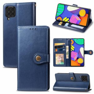 For Samsung Galaxy F62 Solid Color Leather Buckle Phone Case with Lanyard & Photo Frame & Card Slot & Wallet & Stand Function(Blue) (OEM)