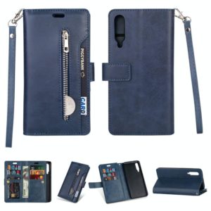 For Xiaomi Mi 9 / Mi 9 Explorer Multifunctional Zipper Horizontal Flip Leather Case with Holder & Wallet & 9 Card Slots & Lanyard(Blue) (OEM)