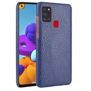 For Samsung Galaxy A21s Shockproof Crocodile Texture PC + PU Case(Blue) (OEM)