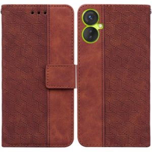 For Tecno Spark 9 Pro Geometric Embossed Leather Phone Case(Brown) (OEM)